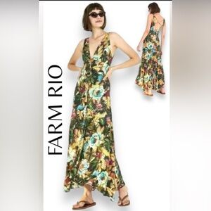 Farm Rio NWT Garden Dreams V Neck Maxi Dress